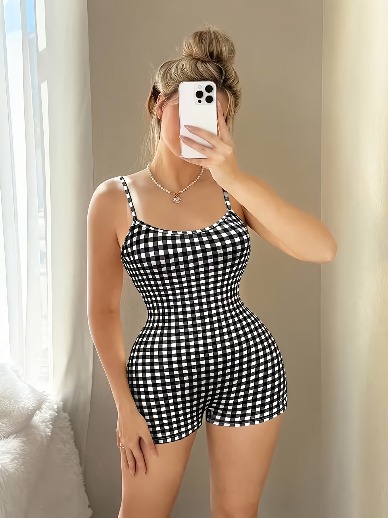 🏠 Romper "Sweet Home" – Motif Vichy