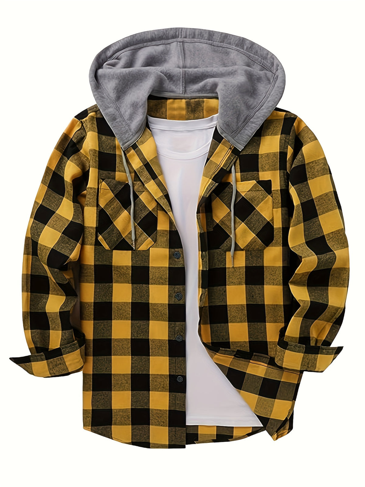 🧥 Chemise Homme à Carreaux avec Capuche