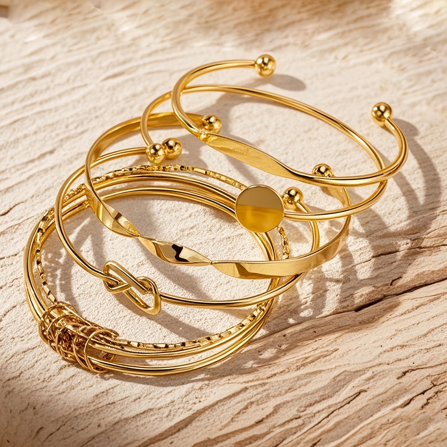 ✨ Lot de 5 Bracelets Dorés