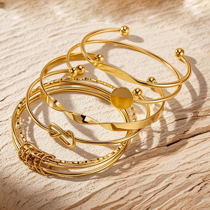 ✨ Lot de 5 Bracelets Dorés