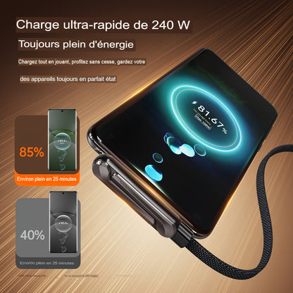 Câble Charge Rapide 240W avec Support Invisible