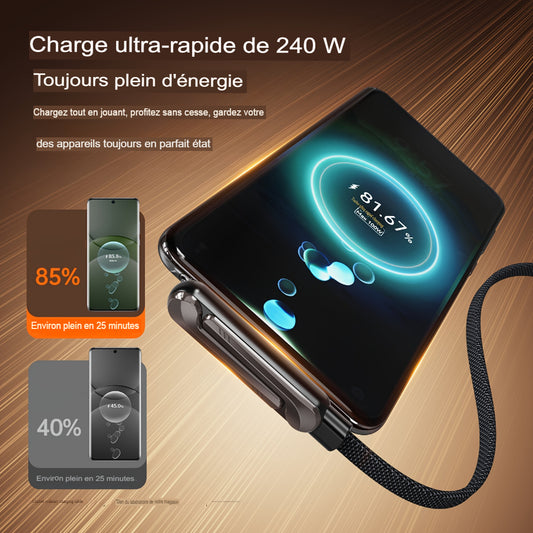 Câble Charge Rapide 240W avec Support Invisible
