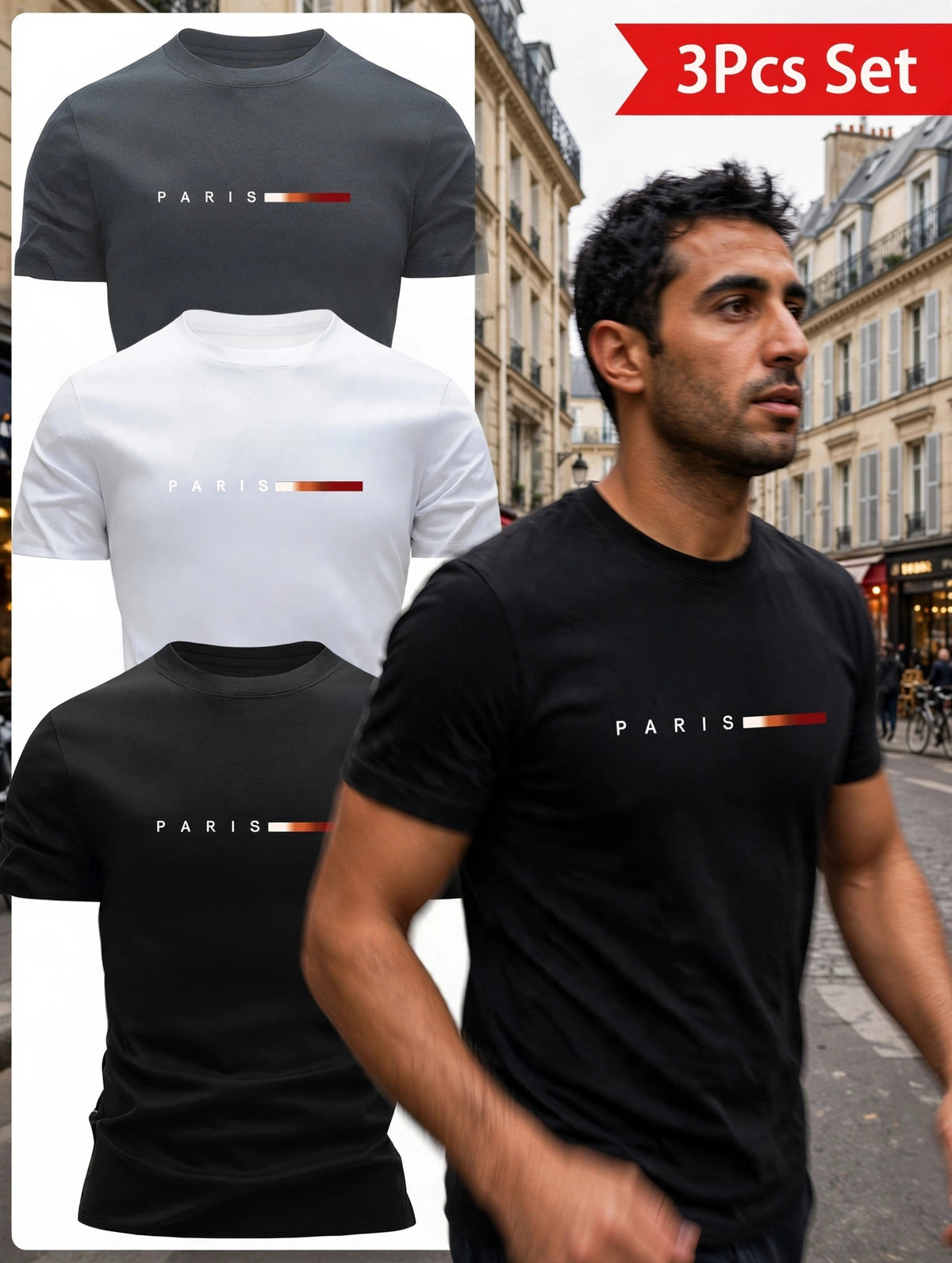 👕 Pack de 3 T-Shirts Homme – PARIS