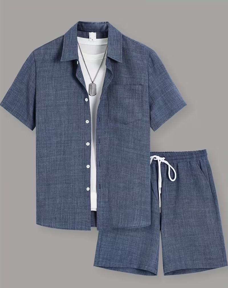 👔 Ensemble Homme 2 Pièces – Chemise &amp; Short