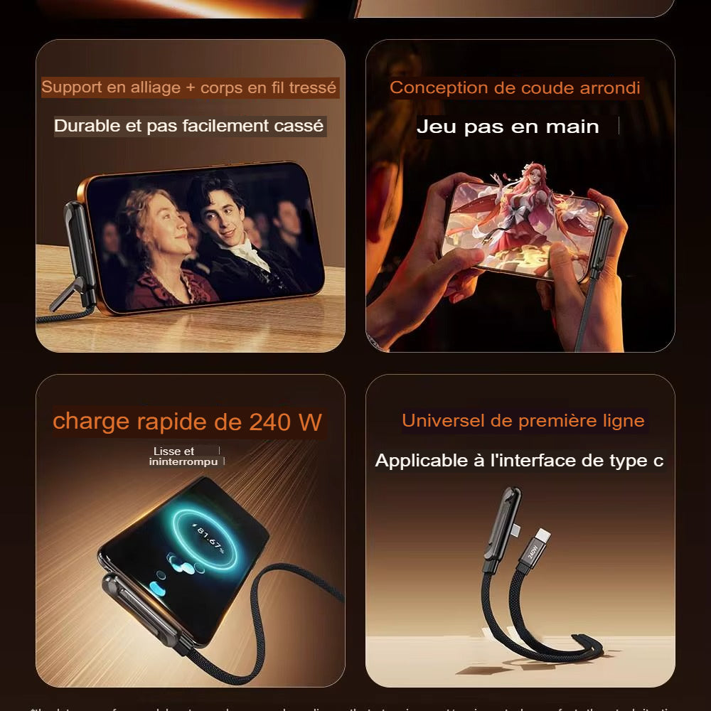 Câble Charge Rapide 240W avec Support Invisible