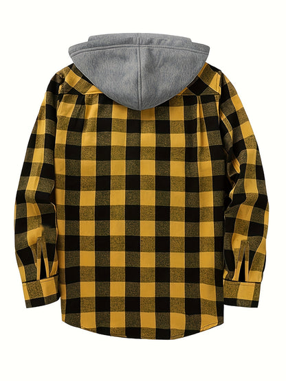 🧥 Chemise Homme à Carreaux avec Capuche