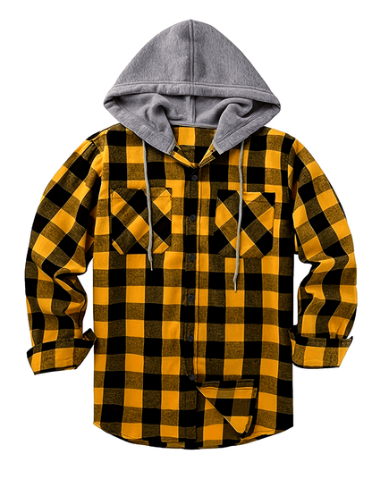 🧥 Chemise Homme à Carreaux avec Capuche