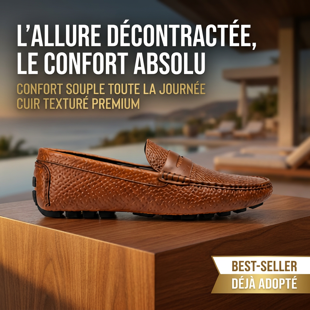 👞 Mocassin Cuir Croco – Haute Qualité